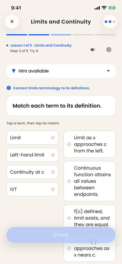 Acuide practice question matching equations to physical laws